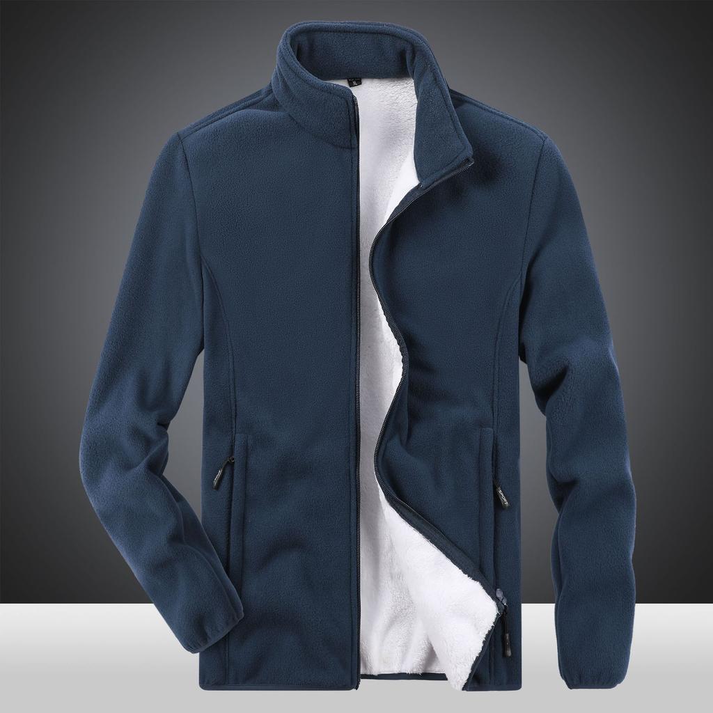 Зимняя мужская толстая флисовая куртка с добавленным жиром и очень большая однотонная флисовая куртка