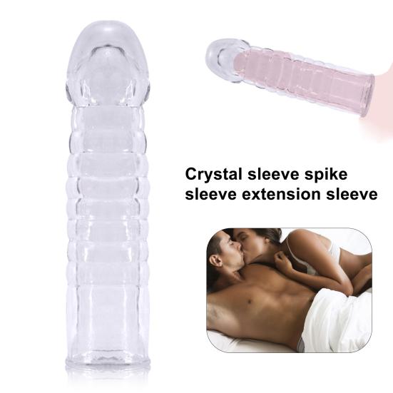 Penis Extender Reusable Sexual Stimulation Silicone Sex Condom Delay Sleeve for Couple