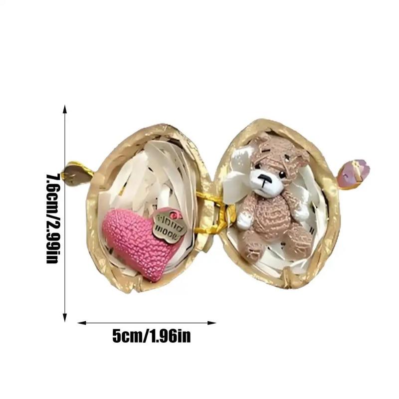 Вязаное крючком животное из ореховой скорлупы ручной работы кролик медведь вязаное животное с сердцем вязаная кукла забавная фигурка домашний декор на Пасху