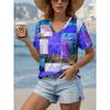 Women's T-Shirts Geometric Color Blocks Graphics Fashion Short Sleeved V-Neck Regular Tops Daily Prints Tee Summer Casual Tops