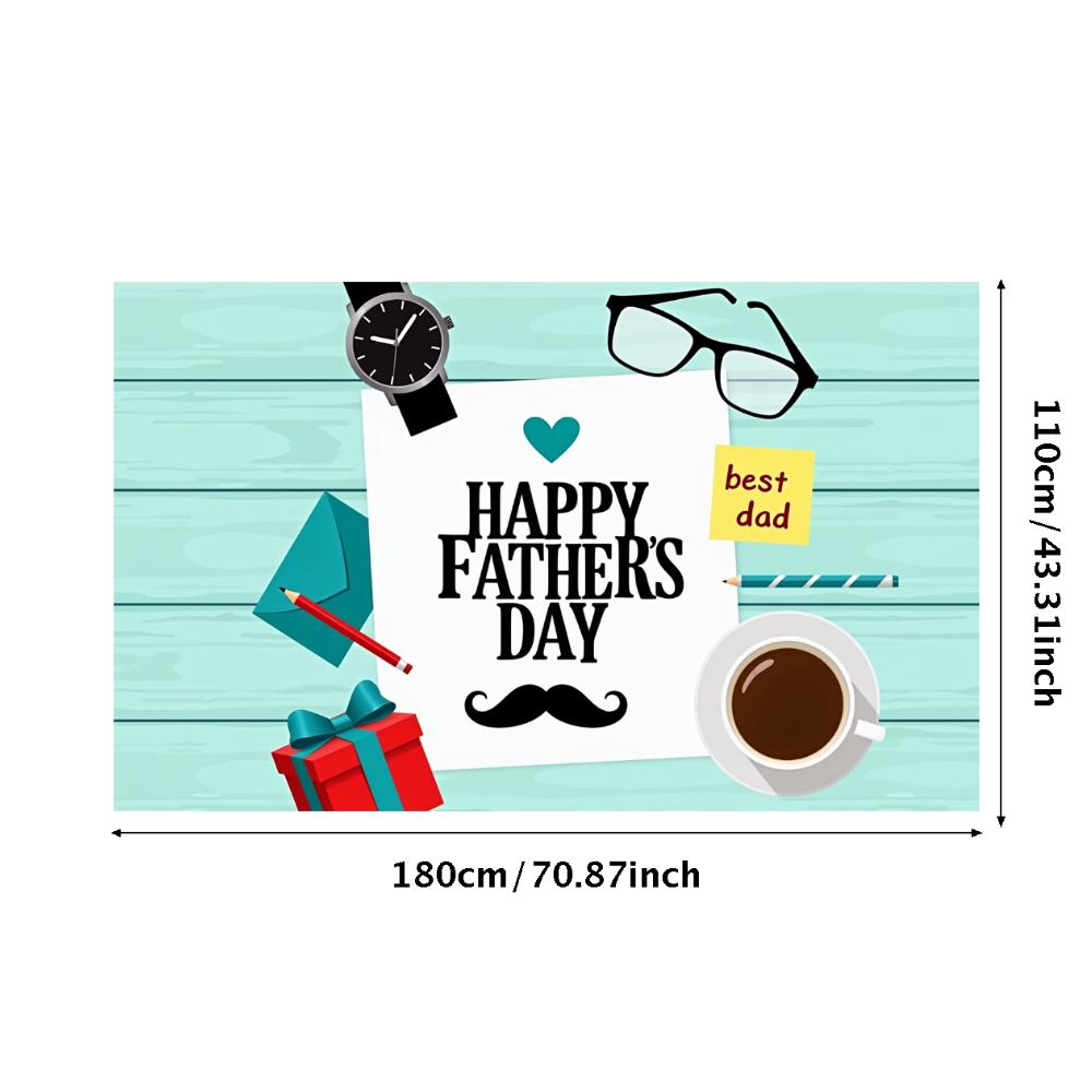 Heart Shape Father's Day Decor Coffee Cup Father's Day Backdrop Stylish Glasses Pencil Dad Celebration Banner for Holiday Decor