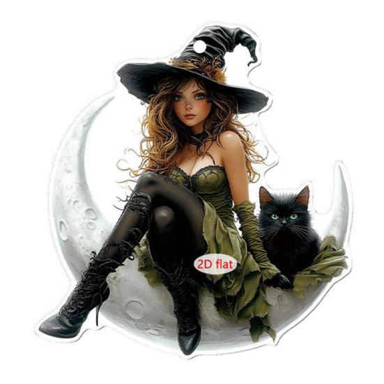 Yousheng 2D Акриловая подвеска Ведьма Готическая подвеска Мультяшная ведьма Хэллоуинское украшение для рюкзака, автомобиля, брелок-декор