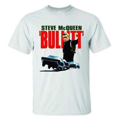 Унисекс футболка Хлопок Оверсайз Большой Размер BULLITT T-SHIRT СТИВ МАККУИН КЛАССИЧЕСКАЯ