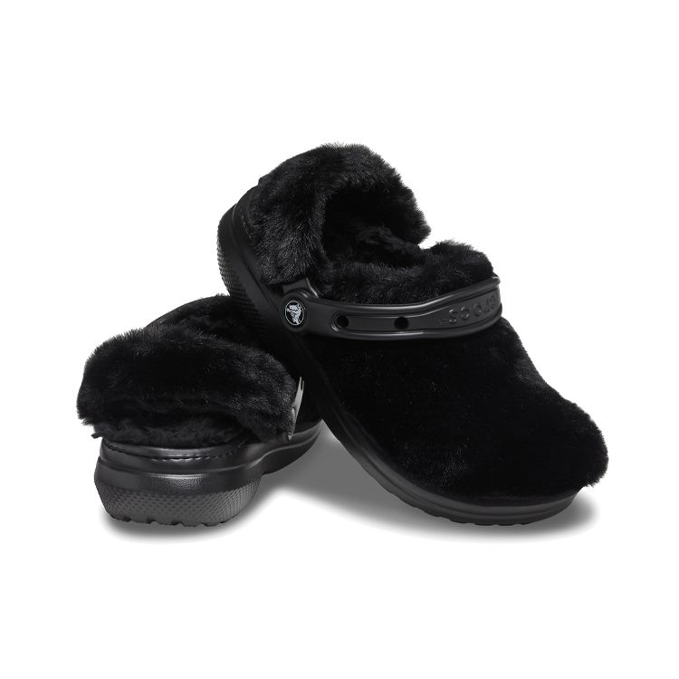 Crocs Classic Fuzzy Clogs Winter Slippers Women Slippers Black 207303-001
