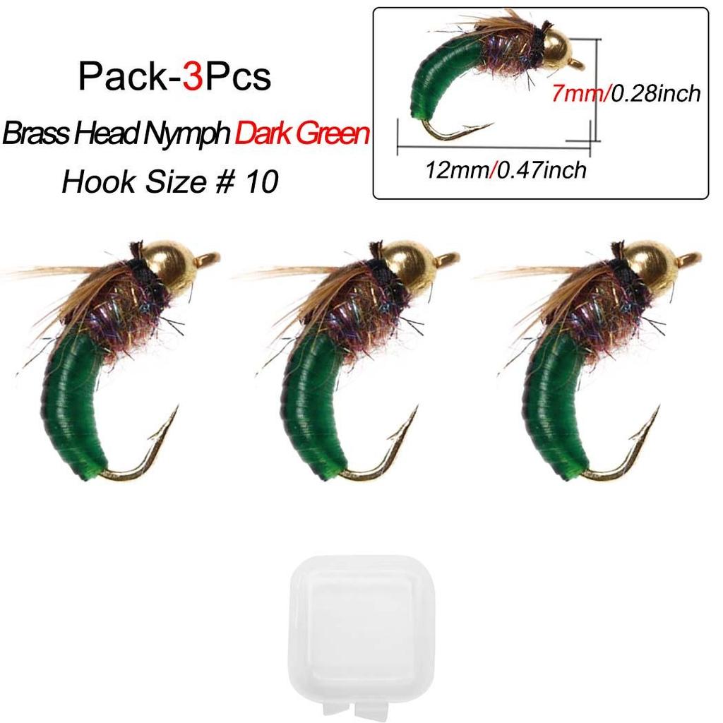 3 шт./кор. латунная бусина с головой ручейника, нимфа, муха, жук, червь, быстро тонущая мокрая мушка для приманки для ловли форели