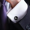 1 пара мужских запонок с буквенным узором, гальваника, гладкая поверхность, изысканное мастерство, украшение предмета