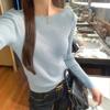 Lazy Wind Splicing Slim-fitting Long-sleeved Bottoming Knitted Sweater Women's Autumn and Winter New Inner Top