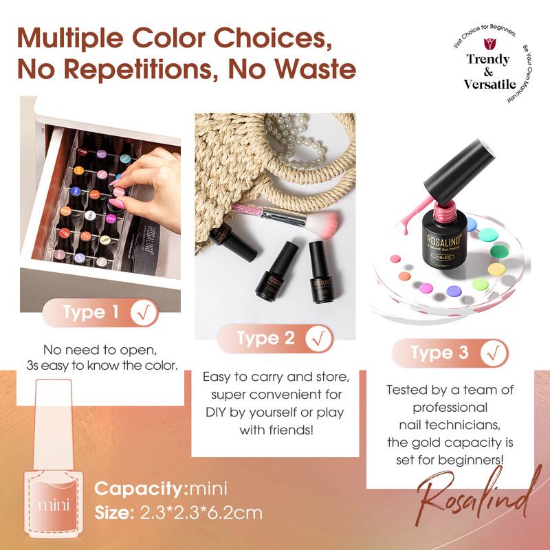 ROSALIND Набор гель-лаков для ногтей 23 шт. - Меняющий цвет от температуры Базовое покрытие Топ-покрытие Soak Off Гибридные Полуперманентные Гель-лаки Нейл-арт