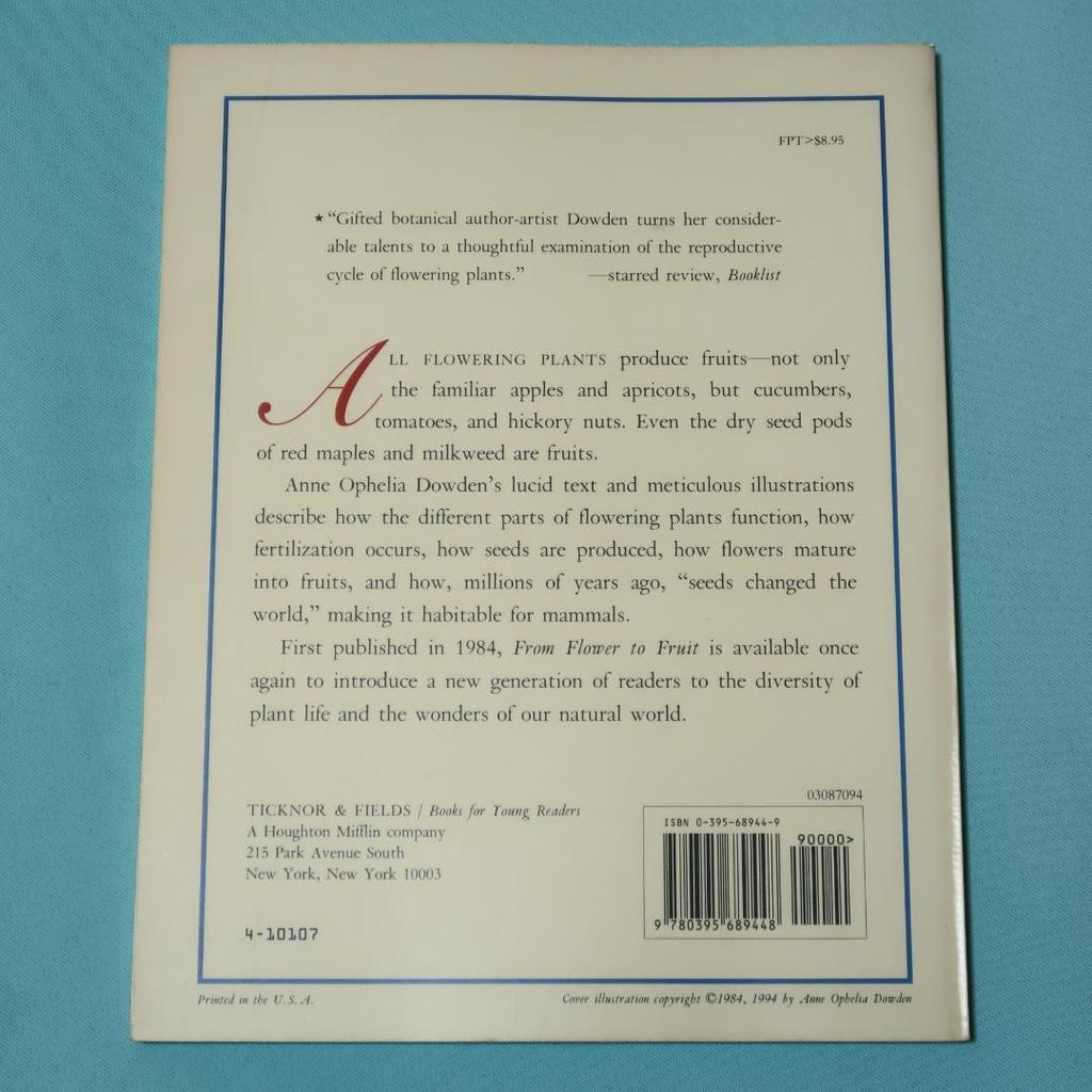 [USED] Books: From Flower to Fruit (botanical art, plant illustrations)