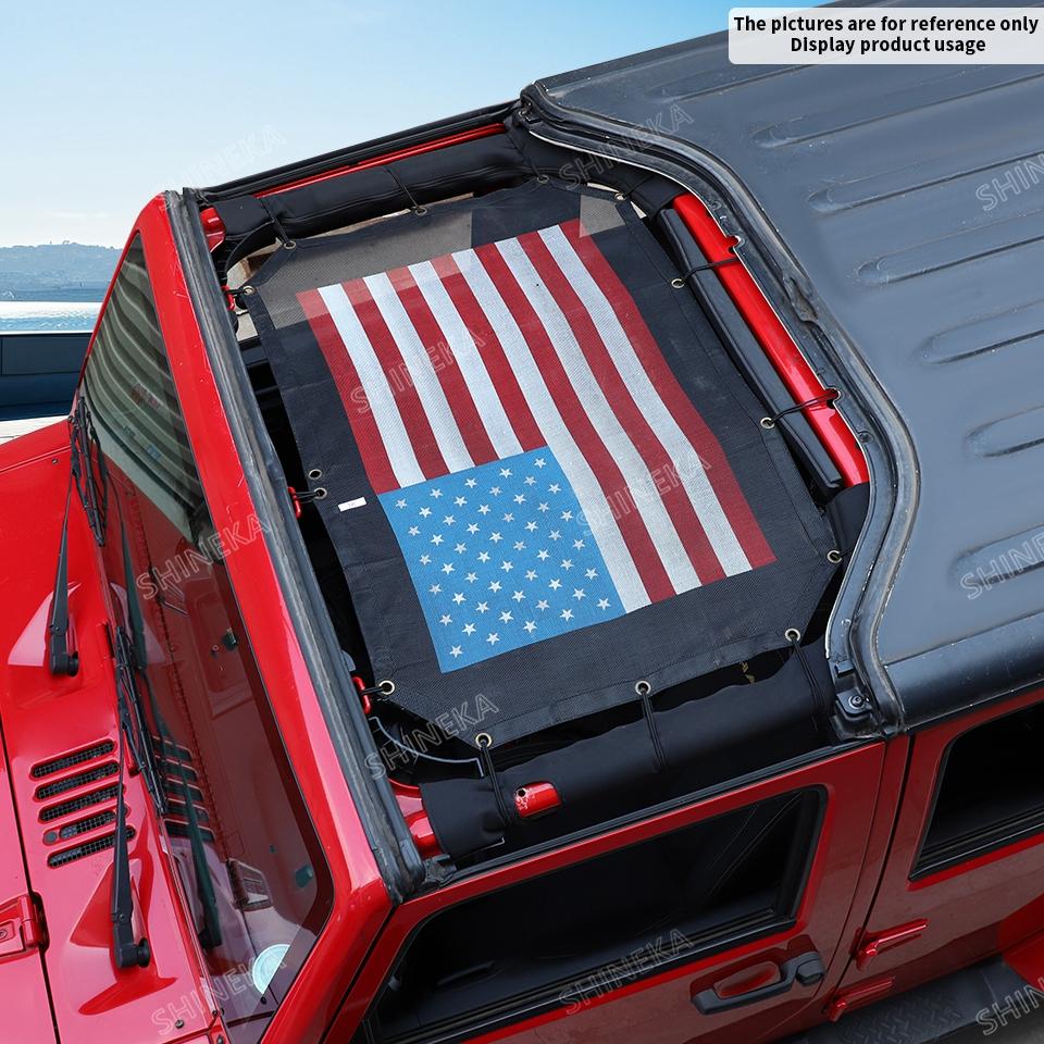 SHINEKA Car Roof Top UV Proof Sunshade Mesh Heat Shield Protection Net for Jeep Wrangler JK 2007-2017 Exterior Accessories