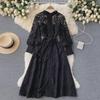 2021 Autumn French Retro Fairy Long Sleeve Slim Lace Dress