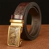 Fashion Men's Cowhide Belt Personality Retro Wolf Automatic Buckle Leather Belt Pant Belt