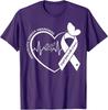 Футболка в поддержку осведомленности о раке поджелудочной железы с фиолетовой лентой и сердцебиением