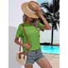 Women's Twist Short Sleeve Pullover Knit Sweater Spring and Summer Round Neck Solid Colour Knitwear