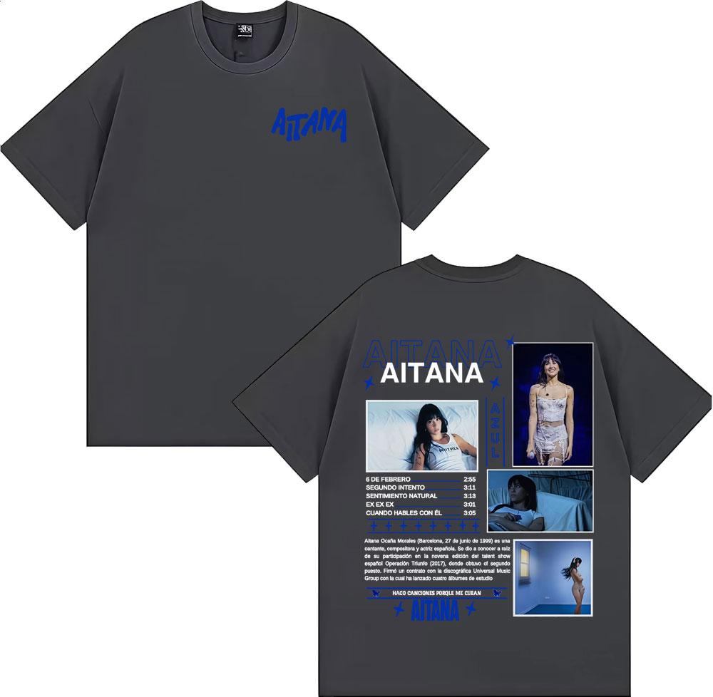 Певица Aitana Cuarto Azul Альбом Тур Обложка Футболки Унисекс Модный Тренд Уличная Мода Футболка Женская Летняя С Круглым Вырезом Хлопковые Футболки