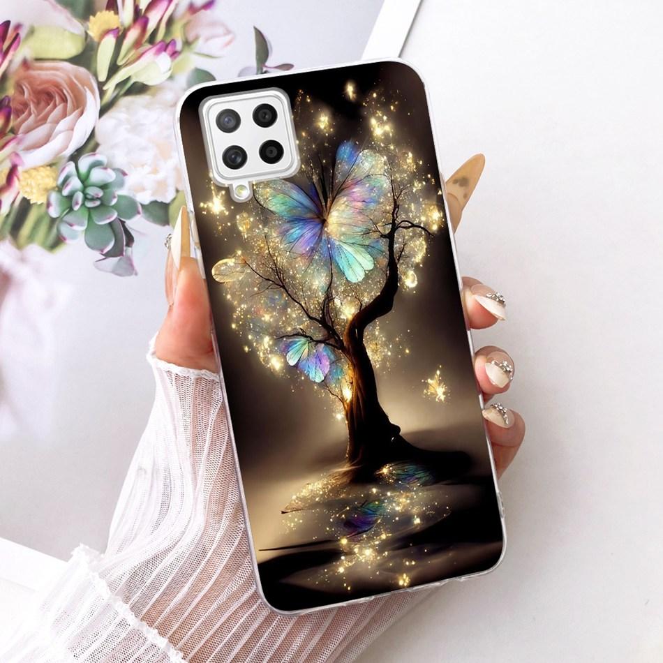 For Samsung Galaxy A22 4G A225F 5G A226B Cute Flower Butterfly Cat Painted Case For Samsung A22 Soft Silicone TPU Phone Cases