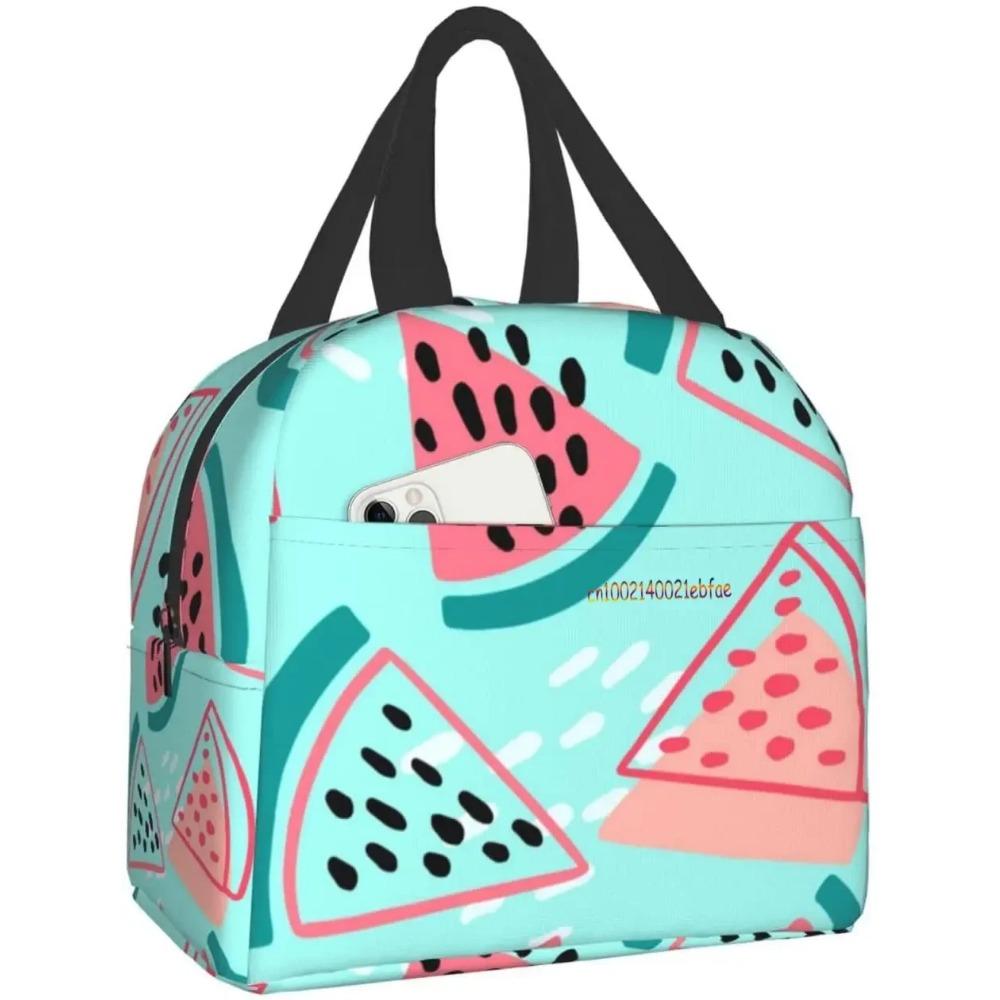 Cute Watermelon Lunch Bag Travel Work Picnic Bento Box Cooler Reusable Canvas Tote Boxes for Women Kids Insulated Lunch Bags