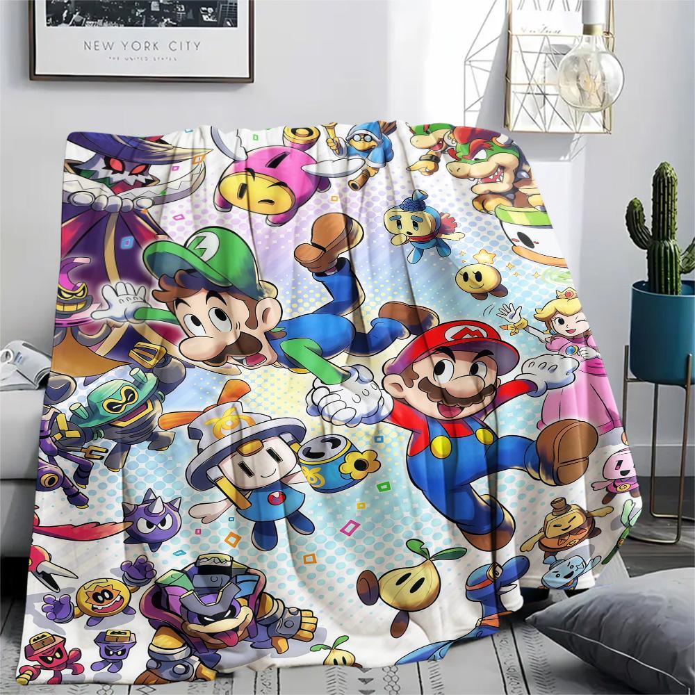 Super Smash Bros. Mario Collection flannel blanket, soft for home bedroom, great gift for game lovers