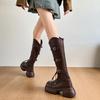 Long Boots Women's 2025 Autumn and Winter New Maillard But Knee Retro British Style Thick-soled Brown Knight Boots