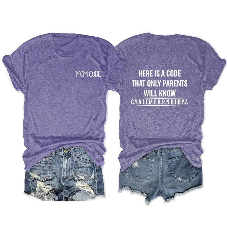 Fashion before and after here is a code letter print women's casual short sleeves