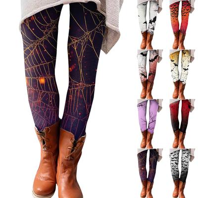 Женские брюки с эластичным мягким низом и принтом Хэллоуина, повседневные домашние спальные брюки