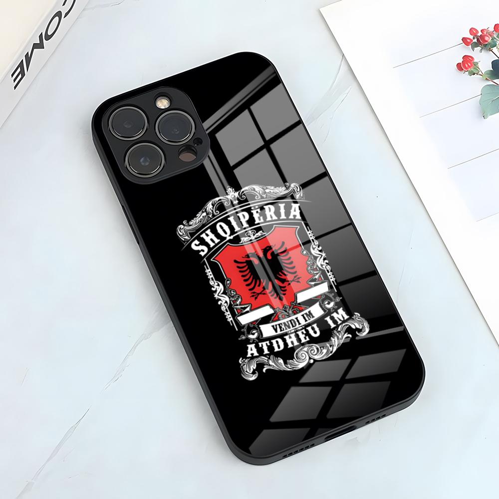 Albania Albanians Flag Phone Case For IPhone 17 Pro Max 15 Pro 16 14 Plus 12 13 Mini 11 Pro Shockproof Glass Cover