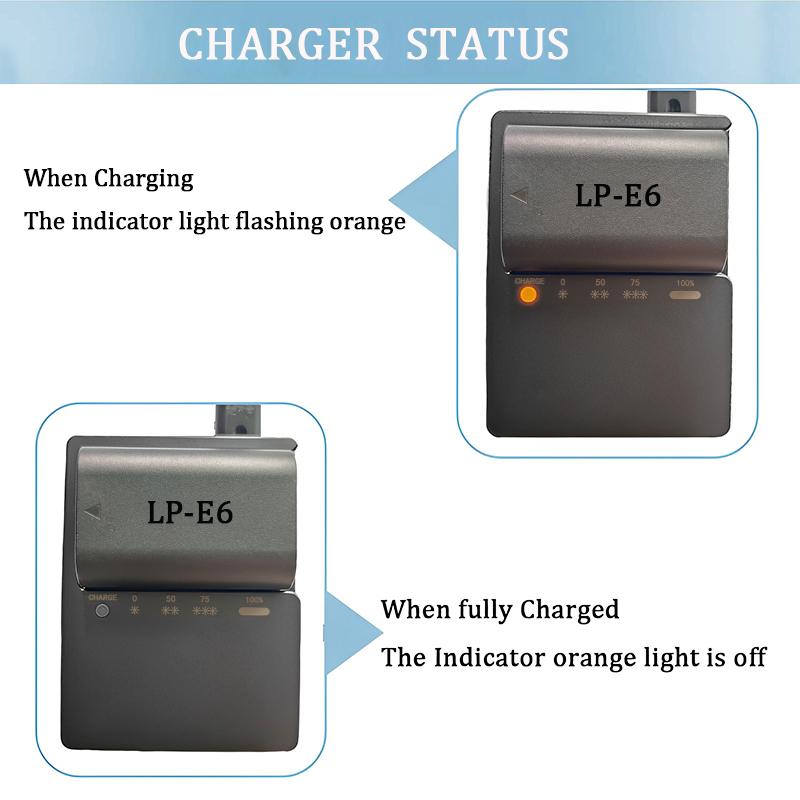 LC-E6E LC-E6 Charger For Canon LP-E6 LP-E6N LP-E6NH Battery EOS 70D 60D 5D Mark III 5D Mark IV 5DSR 6D MARK II 60D 80D 7D R5 R6