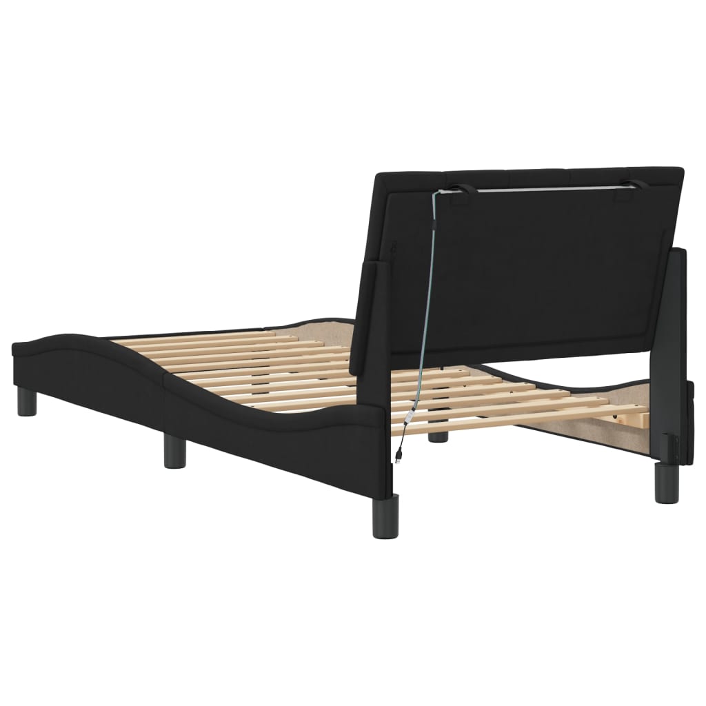 Vidaxl Rama Łóżka Z Oświetleniem Led, Czarna, 90X190 Cm, Aksamitna