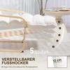 Lounge Chair Made of Birch Wood, Upholstered Armchair, Adjustable Footrest, White