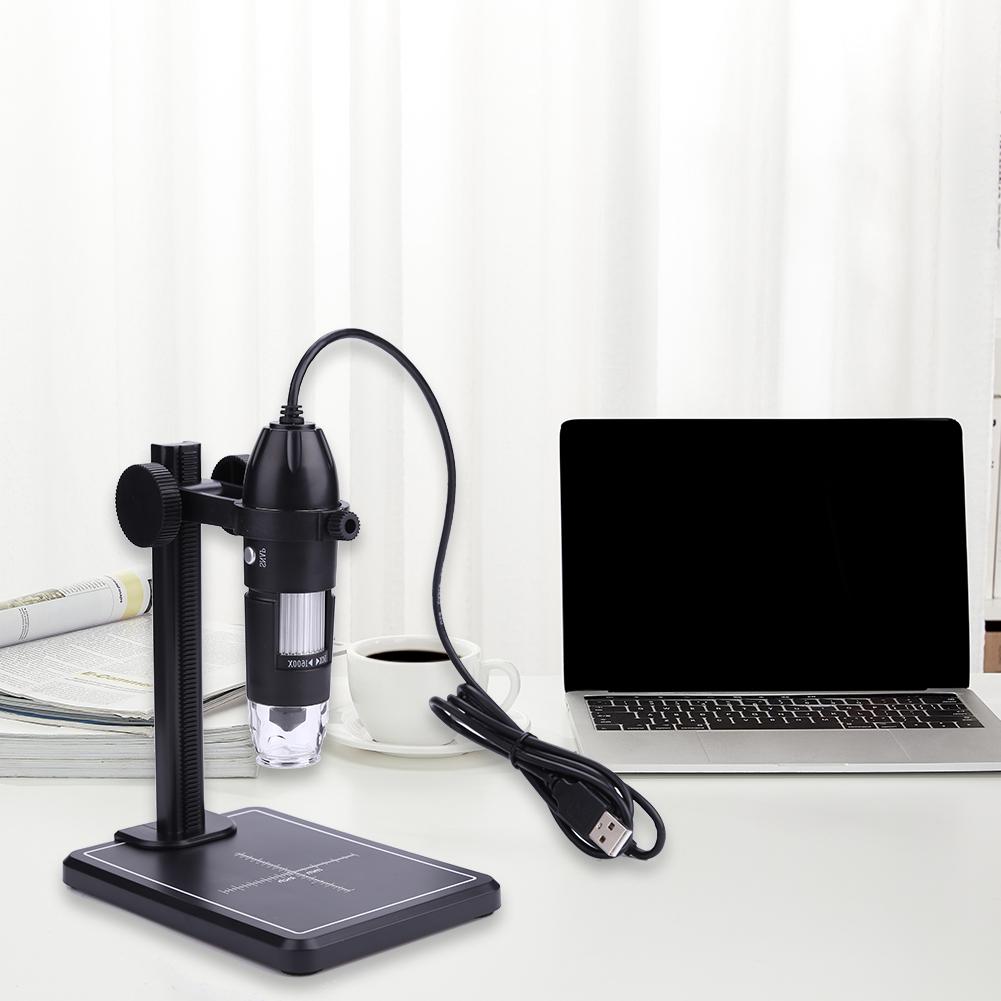 Цифровой USB-микроскоп 1600X с 8 светодиодами и подъемной стойкой, электронный микроскоп, эндоскоп, видеомикроскопы 2 МП для ПК