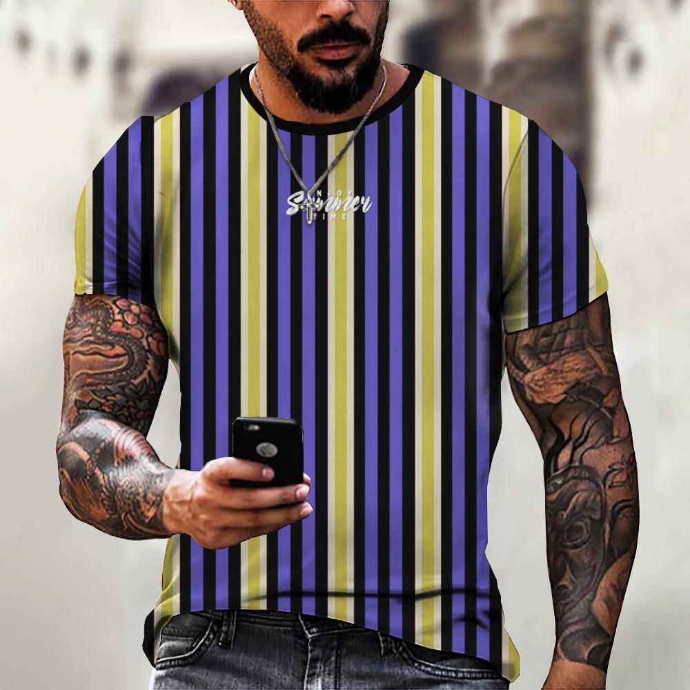 Мужская футболка, летняя простая качественная мужская футболка, повседневные повседневные спортивные футболки, одежда в полоску, свободные свободные размеры с коротким рукавом