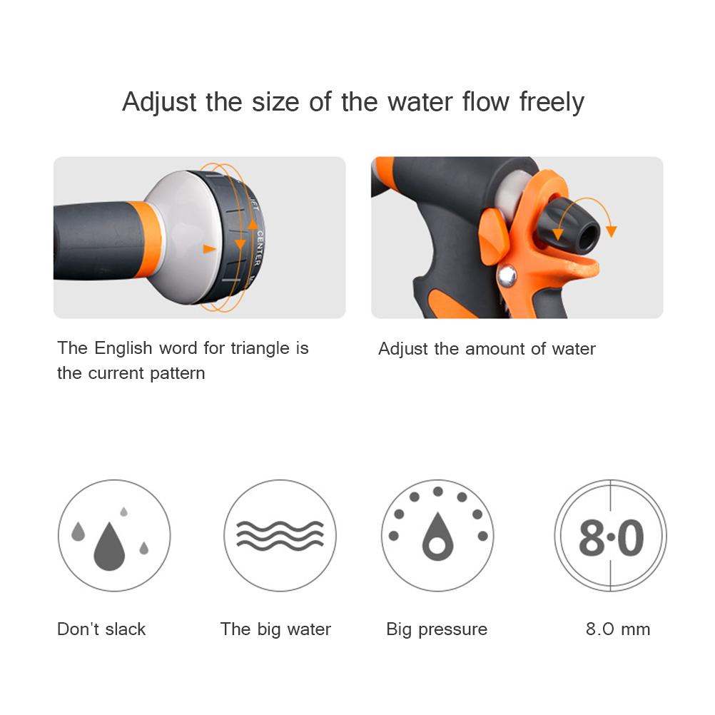 Садовый шланг Насадка Распылитель Ручной Душ 8 Регулируемый Рисунок Полива Ручной Распылитель Высокого Давления