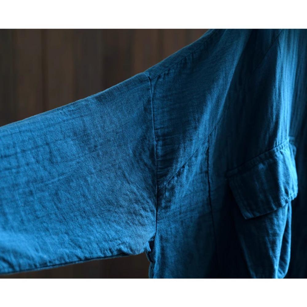 Dimanaf 2025 Весенняя рубашка большого размера Футболка женская льняная с длинным рукавом Карманы Модные топы Футболки Свободные футболки Новые