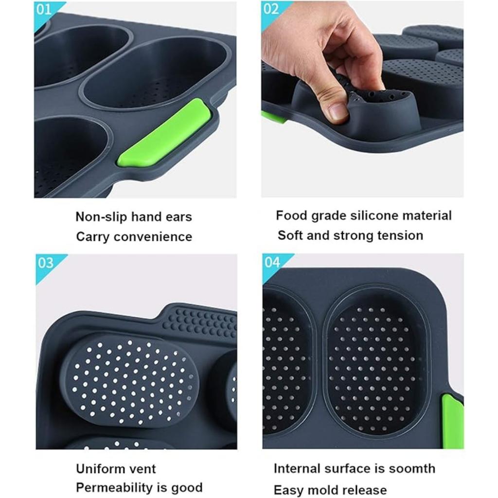 Мини-противень для выпечки багетов, антипригарная силиконовая форма для выпечки французского хлеба, форма для выпечки багетов на 8 буханок хлеба