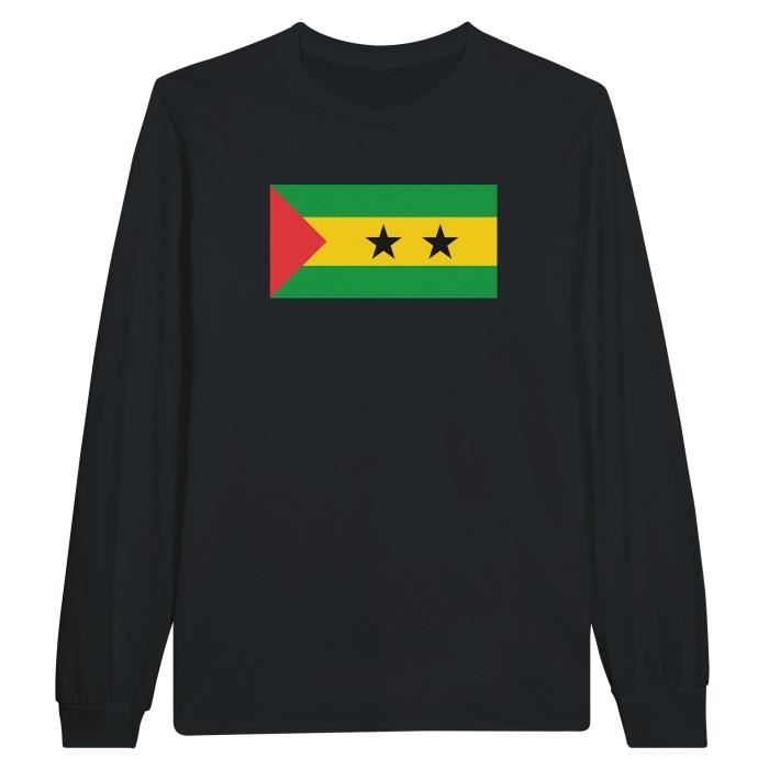 Футболка – Drapeau de Sao Tomé-et-Principe – Нуар – 100% хлопок – Manches longues – Coupe régulière