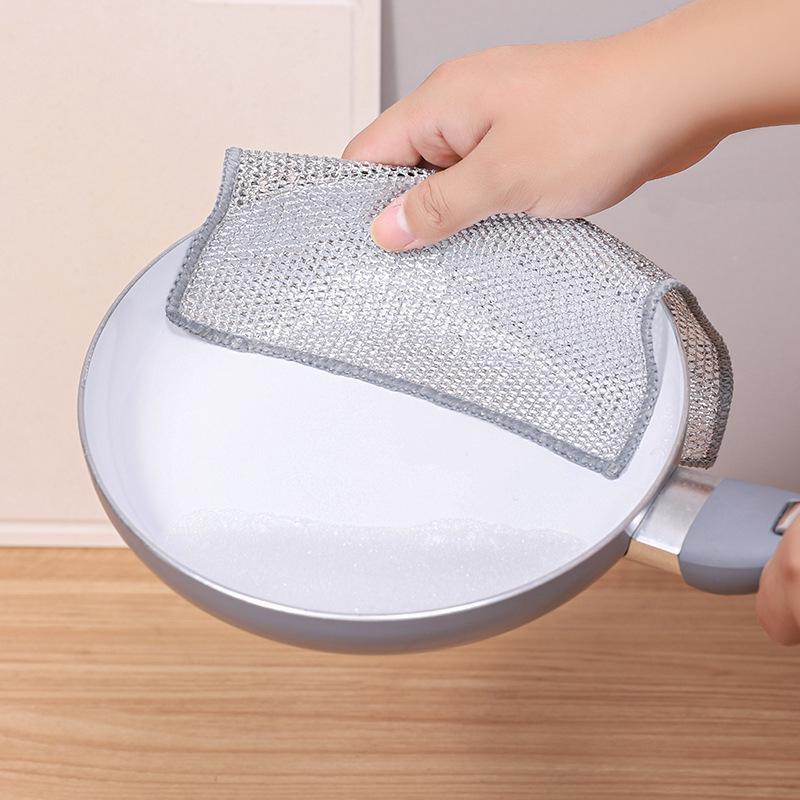 Reusable Silver Wire Dishwashing Cloth for Non-Stick Kitchens - Single or Double Layer Option