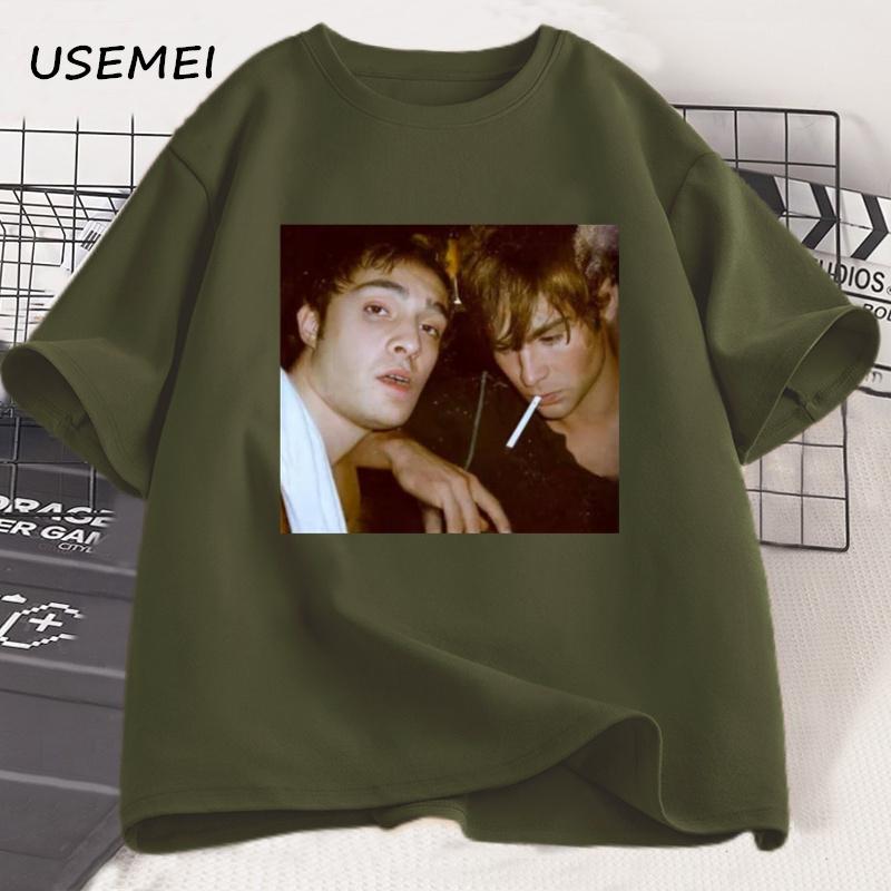 Chuck and Nate Gossip Girl Tee Women Unisex Oversized T Shirt Vintage 90s Fashion Aesthetic Trendy Y2k Tshirt Streetwear Clothes
