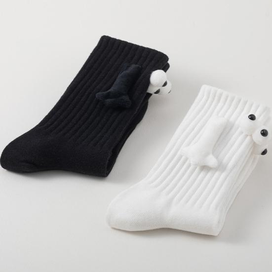 1 Pair Linking Couple Socks Magnetic Suction 3D Doll Couple Socks Couple Holding Hands Funny Socks Mid-Tube Cute Socks Funny Gifts for Women Men