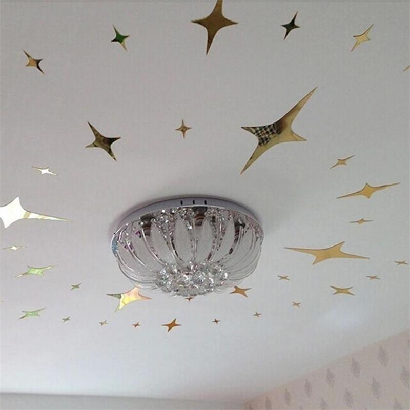 Bling Star Shape 3d Наклейка на стену Акриловая звезда Форма Зеркальный эффект Популярный домашний декор Наклейки на стену Наклейки