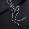 Silver Butterfly Chain Choker Zinc Zinc Alloy Butterfly Clavicle Chain Black Butterfly Necklace  Lady/Girls