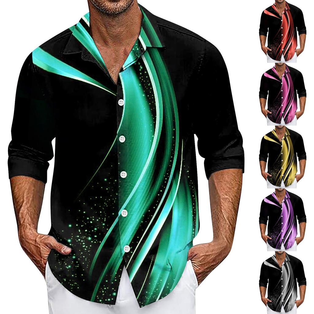 Мужская летняя новая свободная рубашка с длинным рукавом с принтом, кардиган, пляжная рубашка