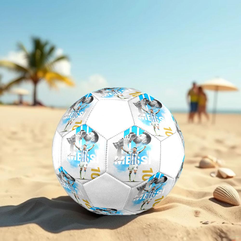 Lionel Messi Size 5 Soccer Ball, Machine-Stitched PVC, Durable & High Bounce, All Ages Fit, fan merchandise, matches & outdoor use.