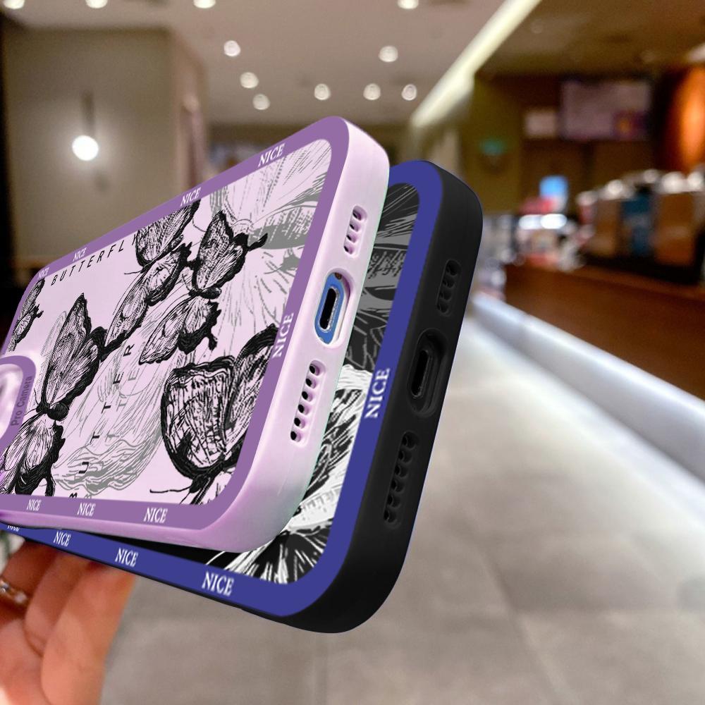 For iPhone 16 15 14 Pro Max Redmi Note 13 12 Pro Samsung S25 S24 Ultra A13 A14 A15 A16 Butterfly Design Soft Silicone Full Lens Protect Case