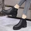 Fashion Elegant with Medium Heels Leather Warm Ankle Boots for Women Autumn Winter Round Toe Booties Designer Luxury Woman Short Shoes