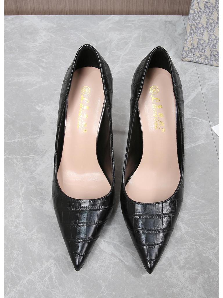2022 Black Stiletto Heels: 10cm Pointed, Sizes 31-43