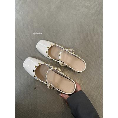 XINZHOU Xiaoxiangfeng сумка голова полушлепанцы женские для улицы 2025 весна и лето новинка французский темперамент шлепанцы Мюли