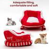 Christmas Sleigh Pet Bed Funny Fluffy Santa Sleigh Dog Bed Detachable Plush Pet Sofa Bed with Non-Slip Base for Cats Dogs Holiday Decor