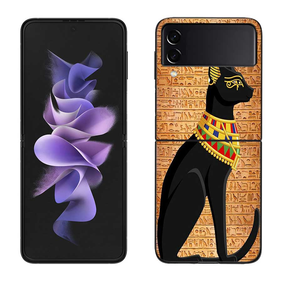Мурал с фараоном Египта Чехол для Samsung Galaxy Z Flip 6 Flip 5 4 3 5G Черный Чехол для мобильного телефона Samsung Z Flip 5 5G Роскошный PC Корпус