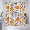 1 Piece 180X180Cm Hello Autumn Pumpkin Pattern Printed Shower Curtain Partition Bathroom Waterproof And Mold Proof