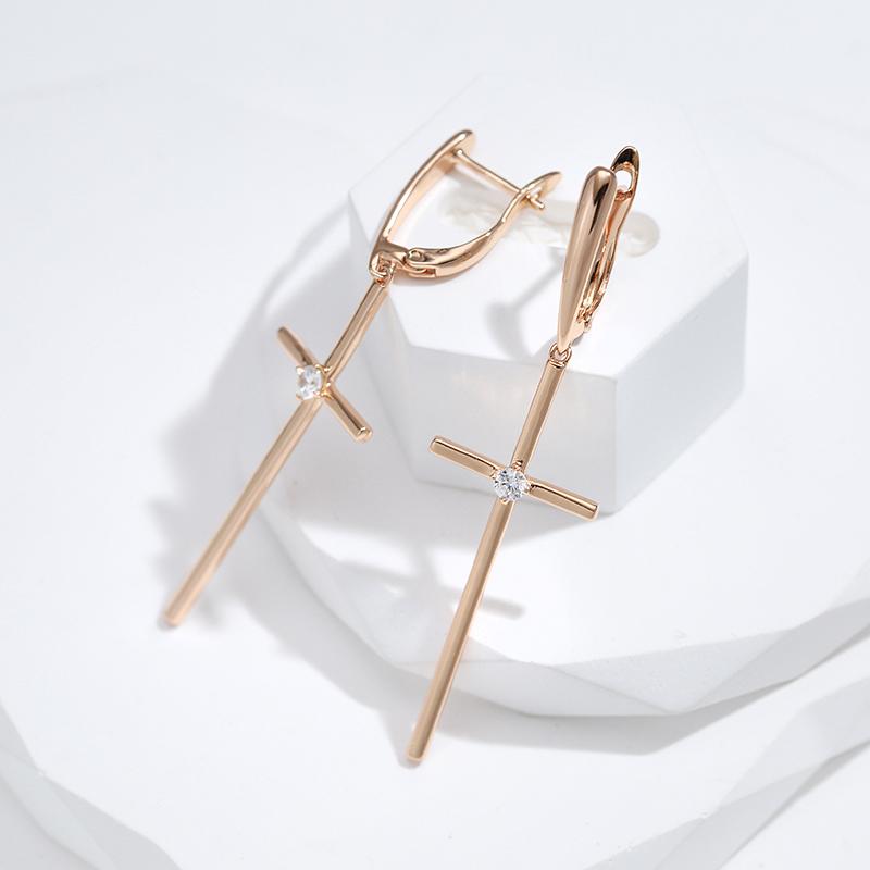 Минималистичные длинные серьги с крестом и цирконием, женские массивные ювелирные изделия